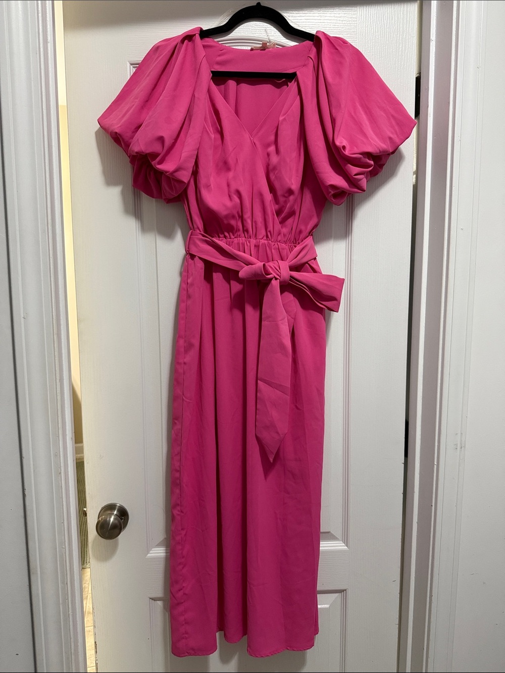 Entro Puff Sleeve Midi Dress